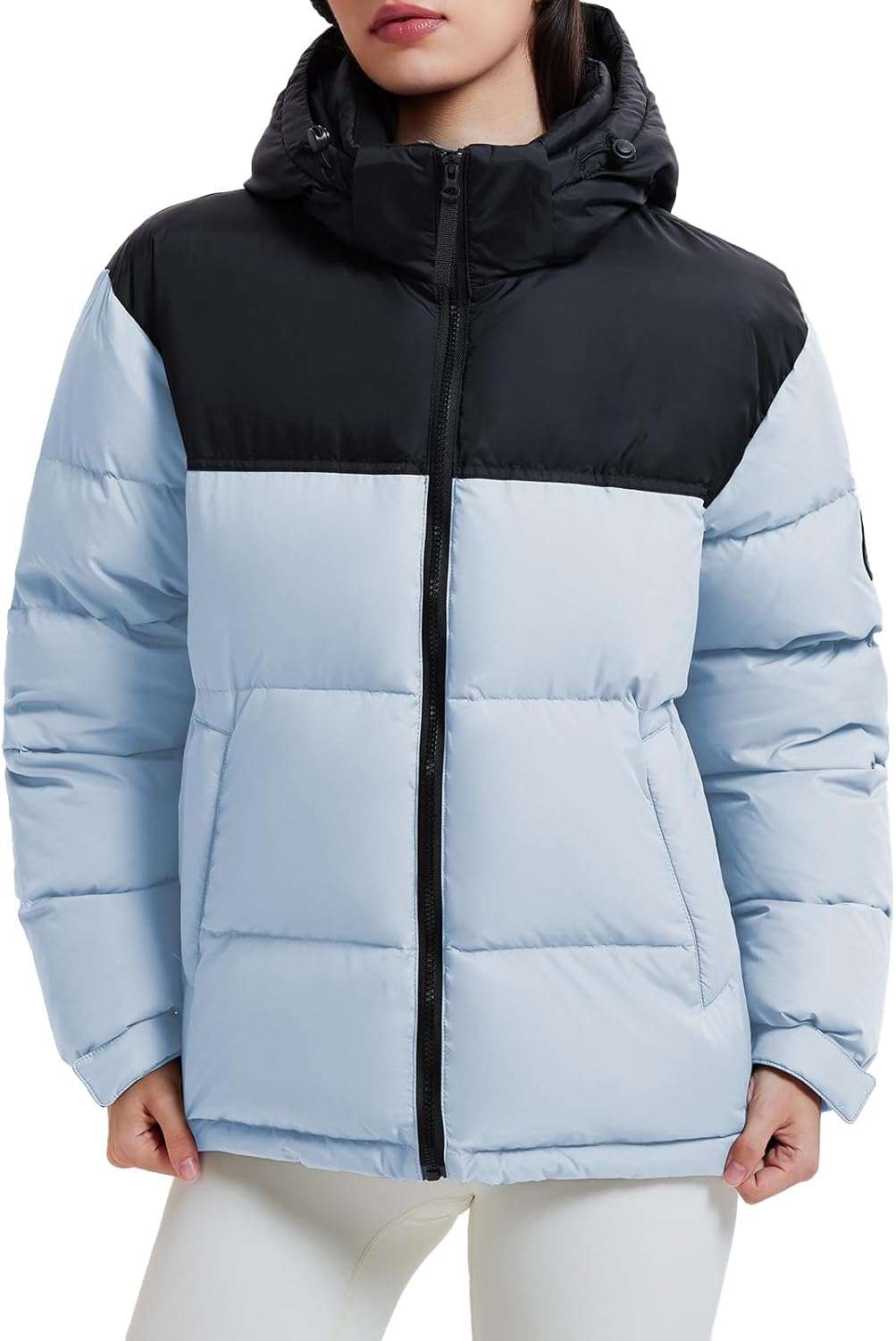 Airfree Women's 800-Down-Fill Puffer Jacket Winter Wind Resistant Water Repellent Warm Zip Pockets Hooded Down Outwear Coat