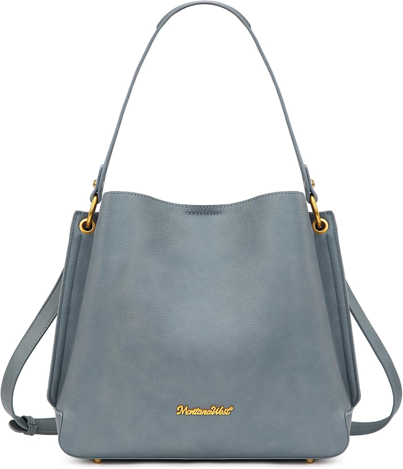Medium Hobo Purse for Women - 3-Compartment Vegan Leather Bucket Bag with Crossbody Strap