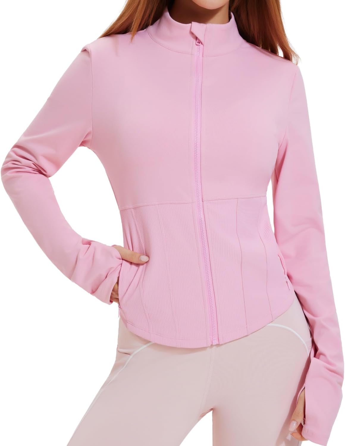 AFZ Workout Jackets for Women Lightweight Slim Fit Athletic Zip Up Jacket with Pockets for Running Yoga