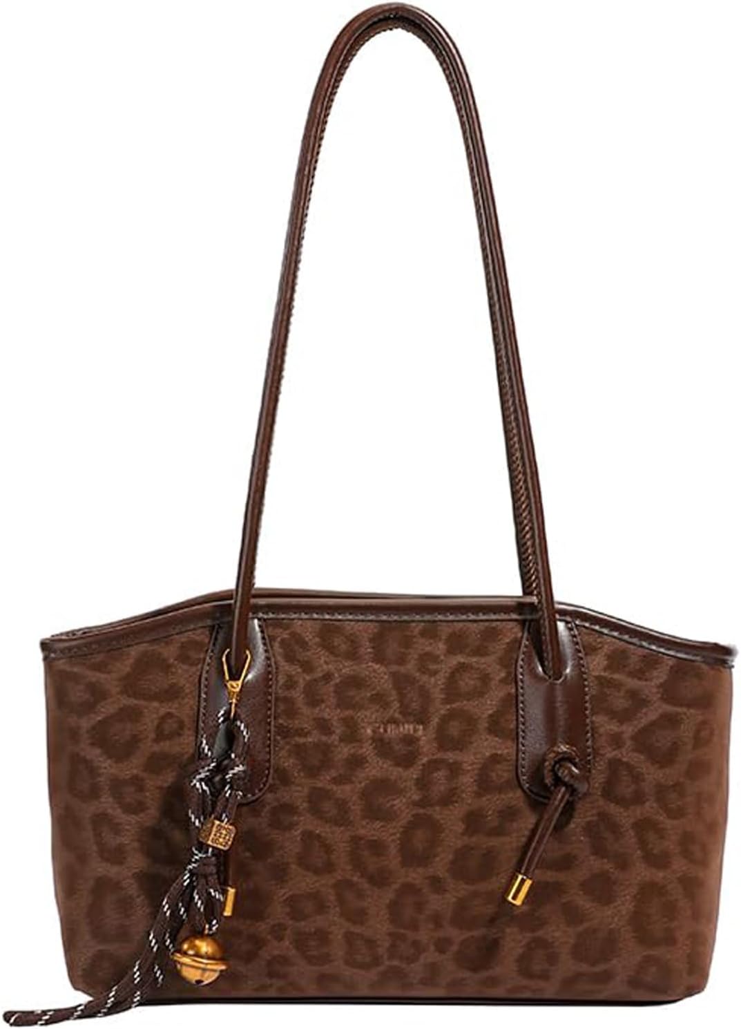 Vintage Brown Faux Leather Shoulder Bag - Fall Hobo Handbag with Cute Pendant