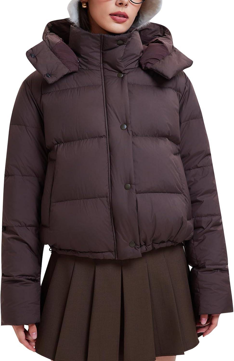 AFZ 800 Fill Short Down Puffer Jacket, Relaxed Fit Lightweight Ski Winter Coat