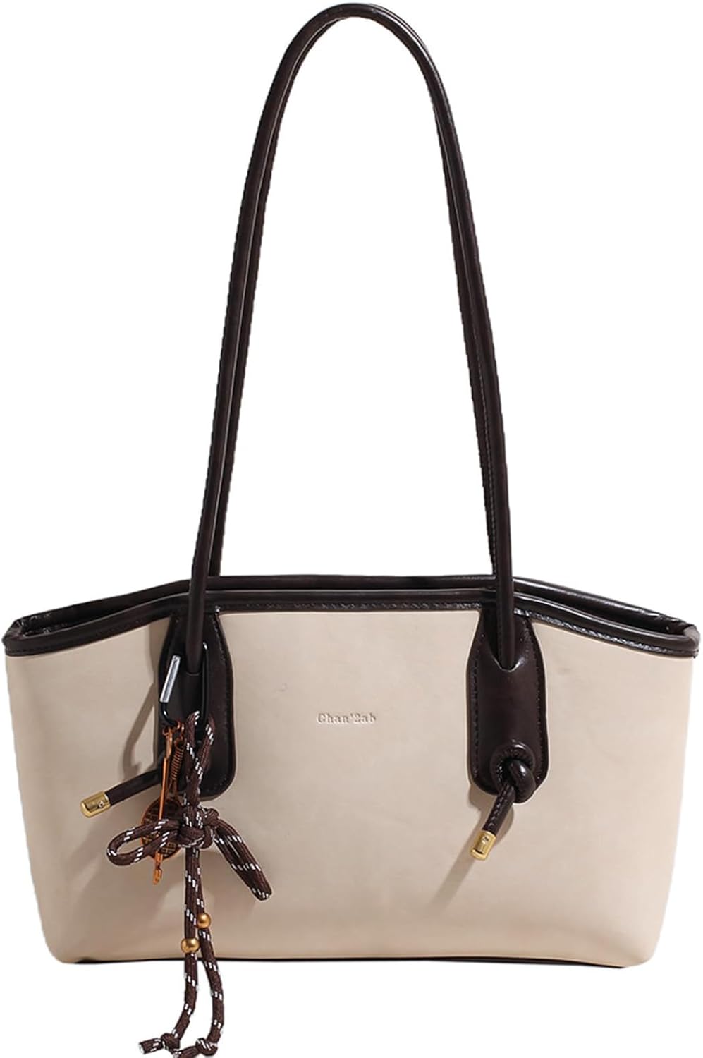 Vintage Brown Faux Leather Shoulder Bag - Fall Hobo Handbag with Cute Pendant