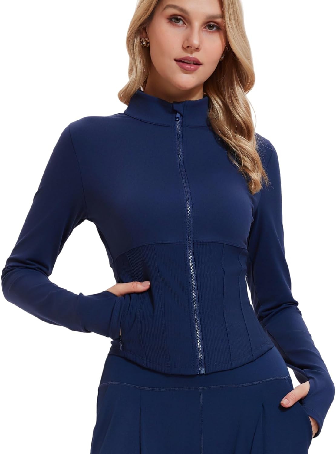 AFZ Workout Jackets for Women Lightweight Slim Fit Athletic Zip Up Jacket with Pockets for Running Yoga