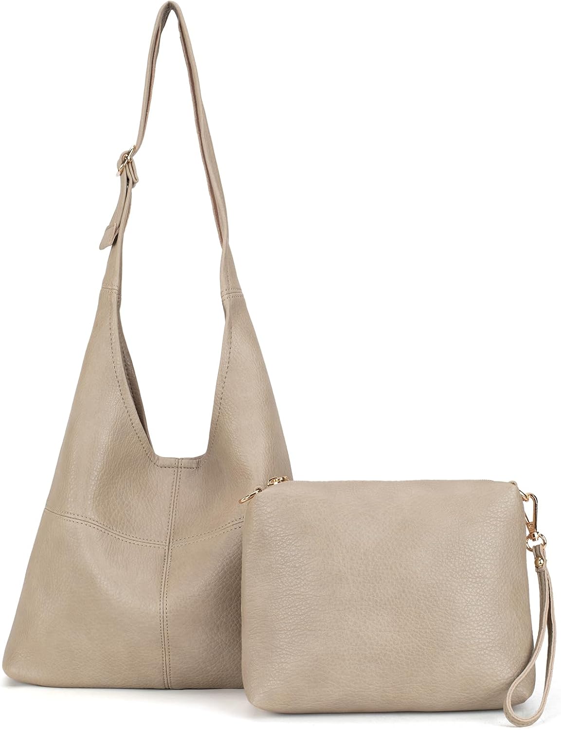 Ultra Soft Foldable Hobo Bag for Women - Slouchy Shoulder Handbag with Cosmetic Pouch