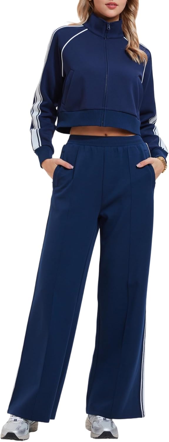 AFZ Women Two Piece Tracksuit Zip Up Sweatshirt Long Pants Outfits Jogger Sweatsuit Matching Lounge Sets