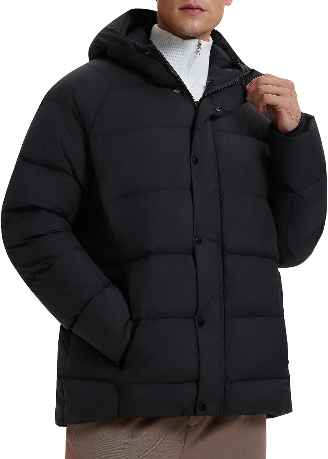 AFZ 800 Fill Short Down Puffer Jacket, Relaxed Fit Lightweight Ski Winter Coat