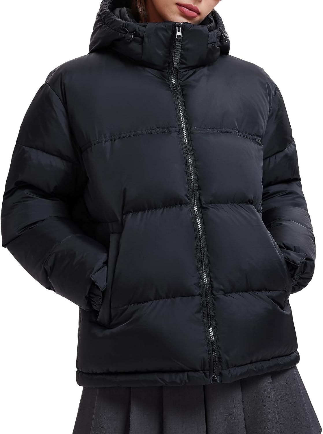 Airfree Women's 800-Down-Fill Puffer Jacket Winter Wind Resistant Water Repellent Warm Zip Pockets Hooded Down Outwear Coat