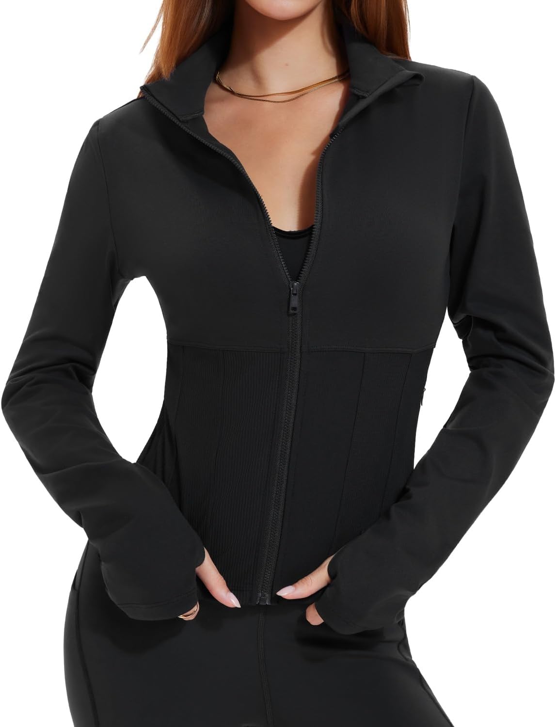 AFZ Workout Jackets for Women Lightweight Slim Fit Athletic Zip Up Jacket with Pockets for Running Yoga
