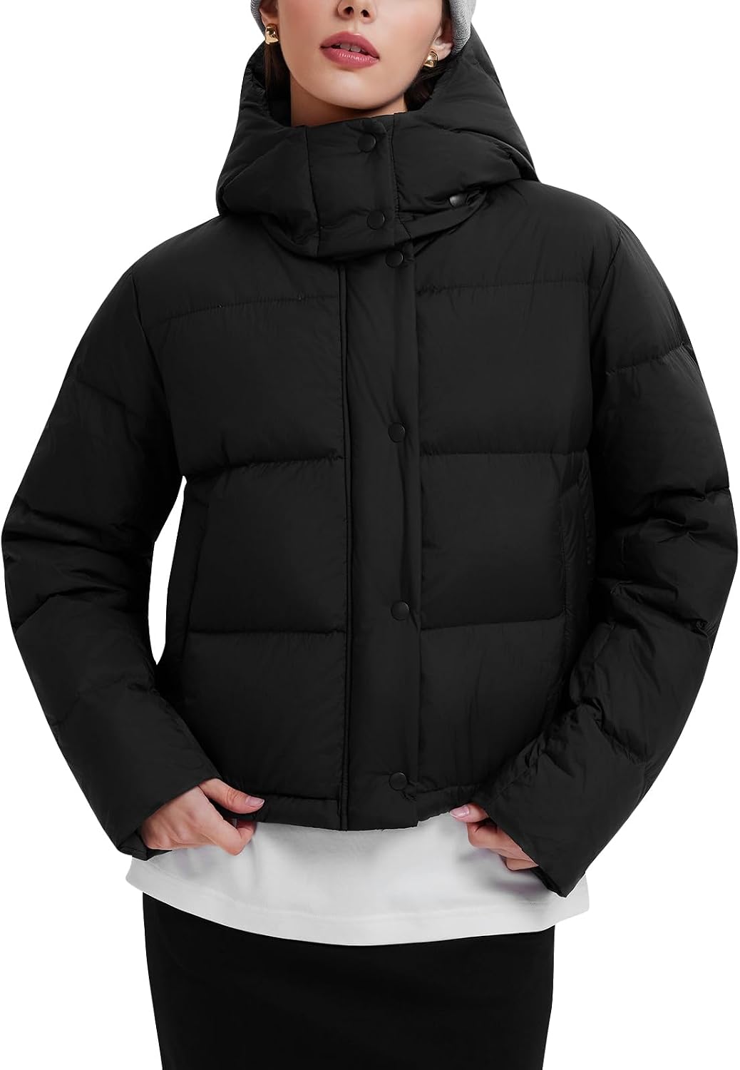 AFZ 800 Fill Short Down Puffer Jacket, Relaxed Fit Lightweight Ski Winter Coat