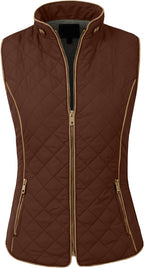 Women’s Quilted Vest - Reversible Lightweight Sleeveless Full Zip Up Faux Fur Lining Gilet Jacket with Pockets