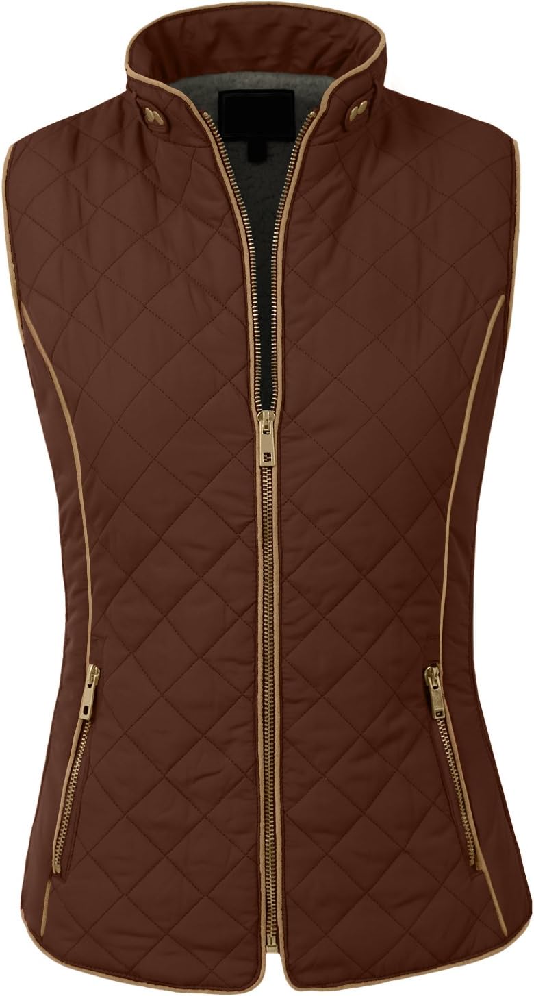Women’s Quilted Vest - Reversible Lightweight Sleeveless Full Zip Up Faux Fur Lining Gilet Jacket with Pockets