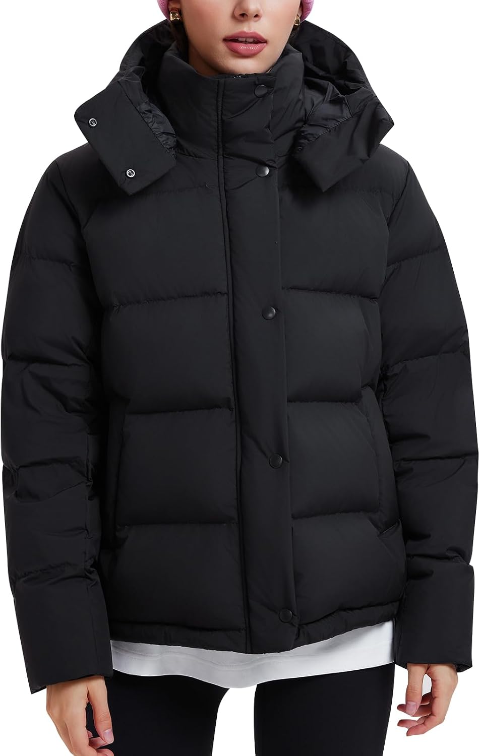 AFZ 800 Fill Short Down Puffer Jacket, Relaxed Fit Lightweight Ski Winter Coat