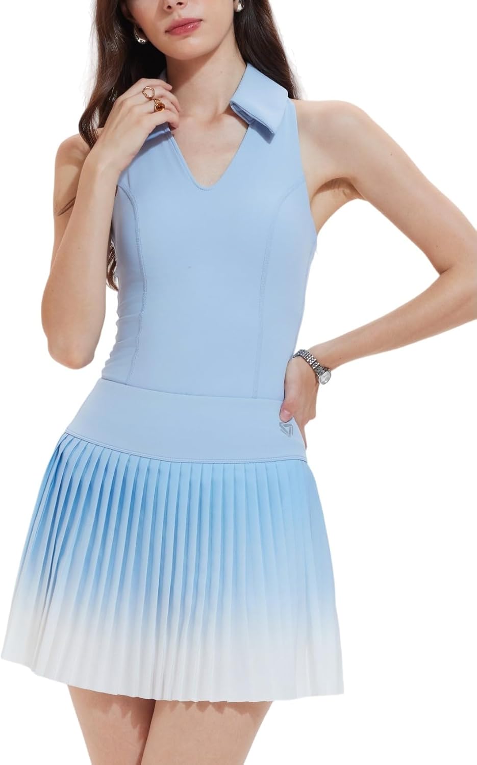 AFZ Women Pleated Tennis Skirt Set Two Piece Racerback Golf Outfits High Waisted Pickleball Skirt with Shorts