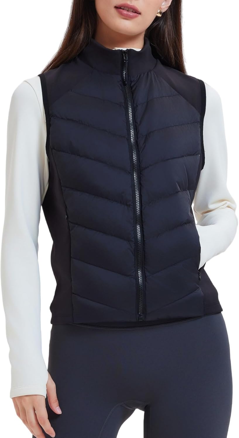 AFZ Women's Lightweight Puffer Vest 800FP Winter Down Vest Sleeveless Quilted Water Resistant Running Jacket