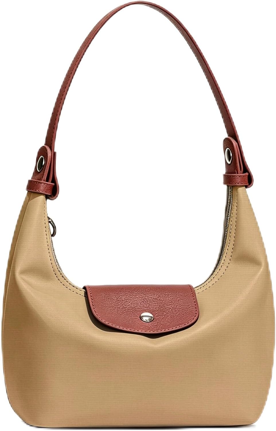 Convertible Mini Nylon Shoulder Bag - Lightweight Crossbody Crescent Dumpling Purse with 2 Straps