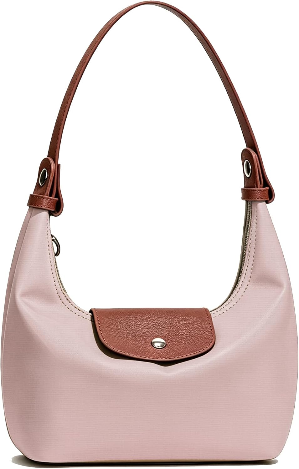 Convertible Mini Nylon Shoulder Bag - Lightweight Crossbody Crescent Dumpling Purse with 2 Straps