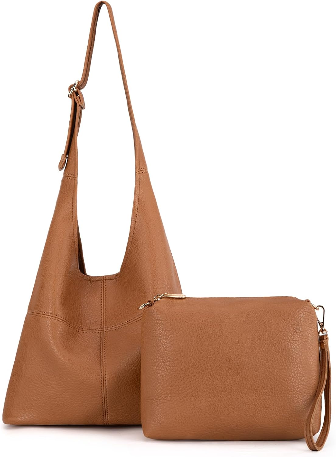Ultra Soft Foldable Hobo Bag for Women - Slouchy Shoulder Handbag with Cosmetic Pouch