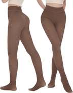 2 Pairs Fleece Lined Thermal Tights for Women - Warm Sheer Leggings for Winter