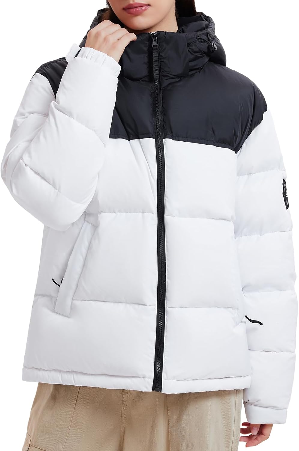 Airfree Women's 800-Down-Fill Puffer Jacket Winter Wind Resistant Water Repellent Warm Zip Pockets Hooded Down Outwear Coat
