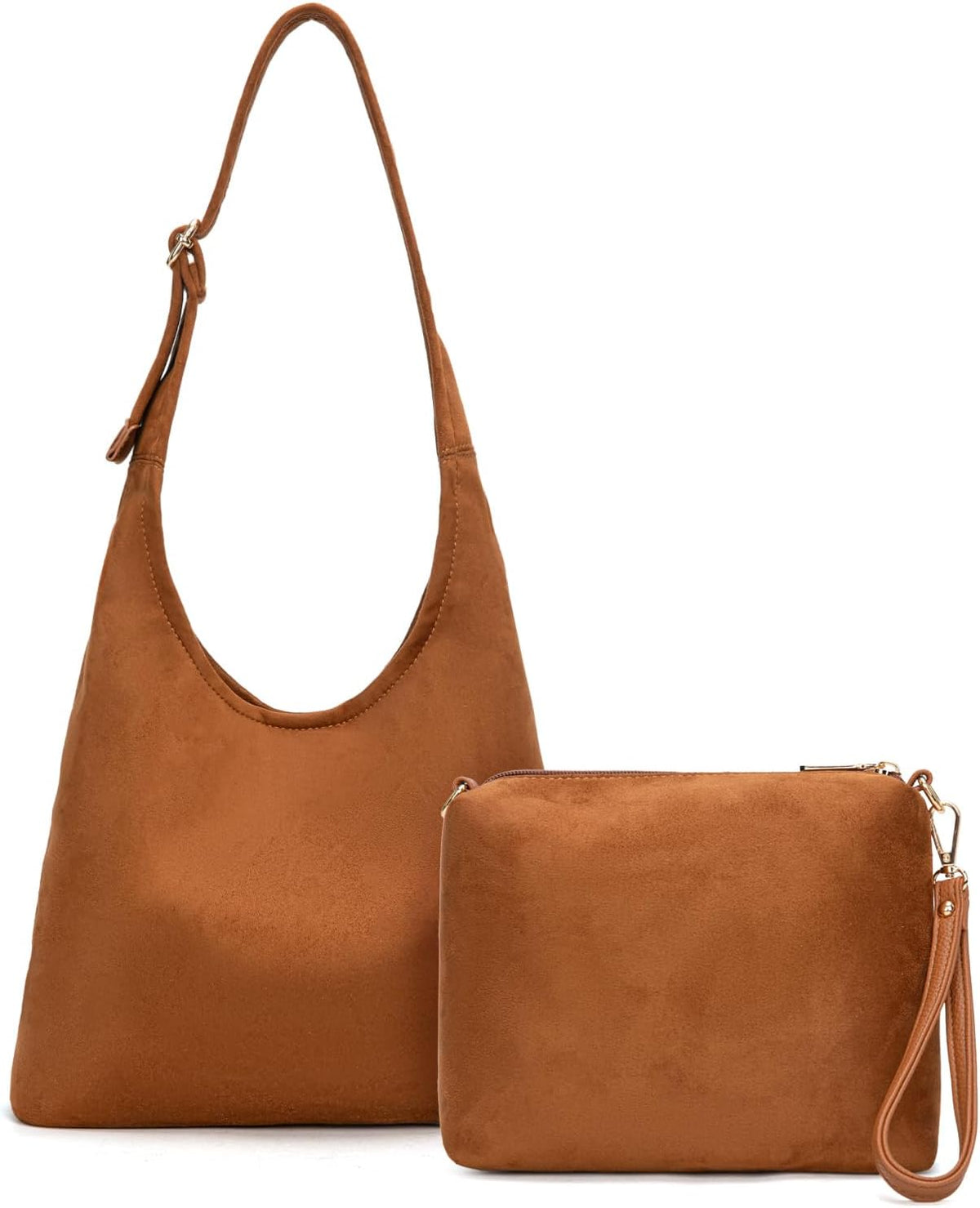 Ultra Soft Foldable Hobo Bag for Women - Slouchy Shoulder Handbag with Cosmetic Pouch
