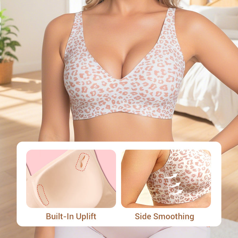 Womens Comfortable Wireless Push Up Bralette - Seamless Deep V Everyday T-Shirt Bra