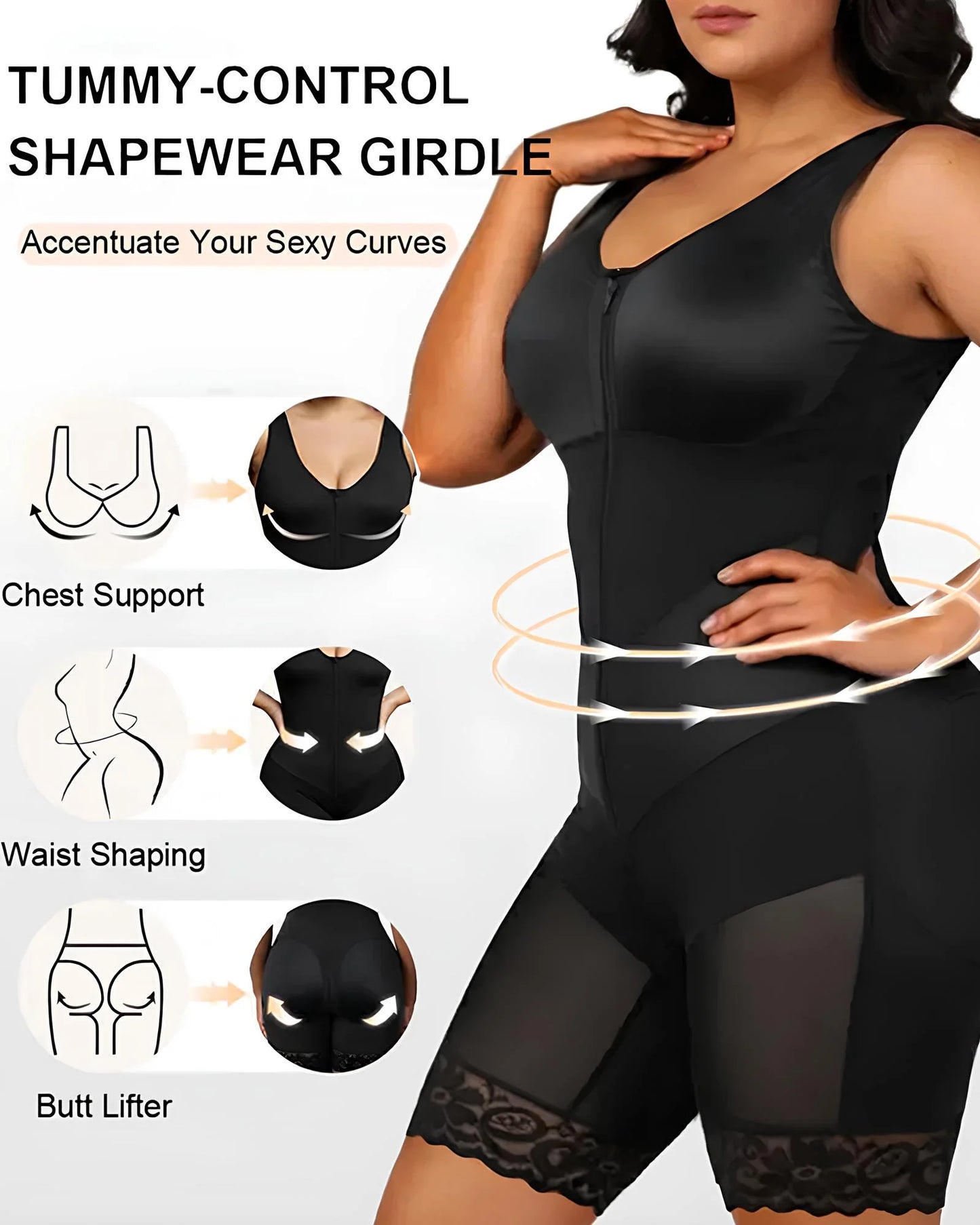 Women's V-Shaped Elastic Band S-Curve Shaping and Tummy Control Bodysuit