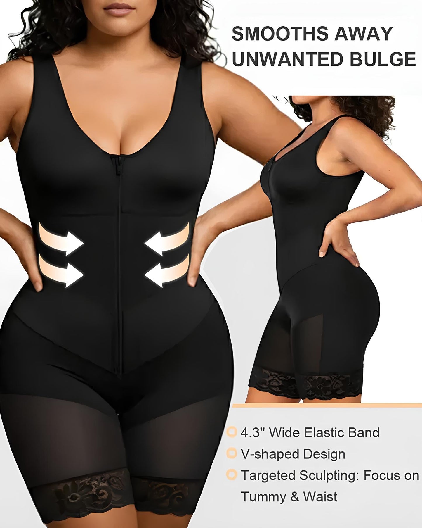 Women's V-Shaped Elastic Band S-Curve Shaping and Tummy Control Bodysuit