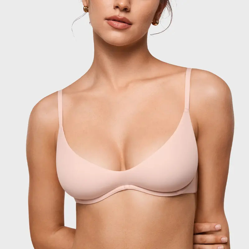 Women's Plunge Unlined Underwire Bra - Sexy Demi Balconette Lingerie