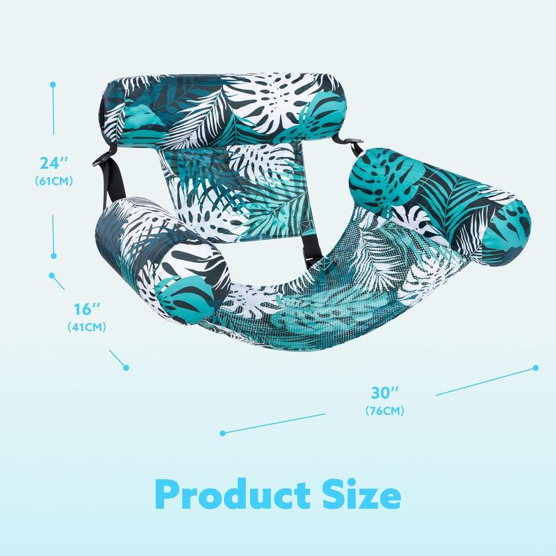Inflatable Pool Floats for Adults, 2 Pack Floating Lounge Chairs with Mesh Hammock