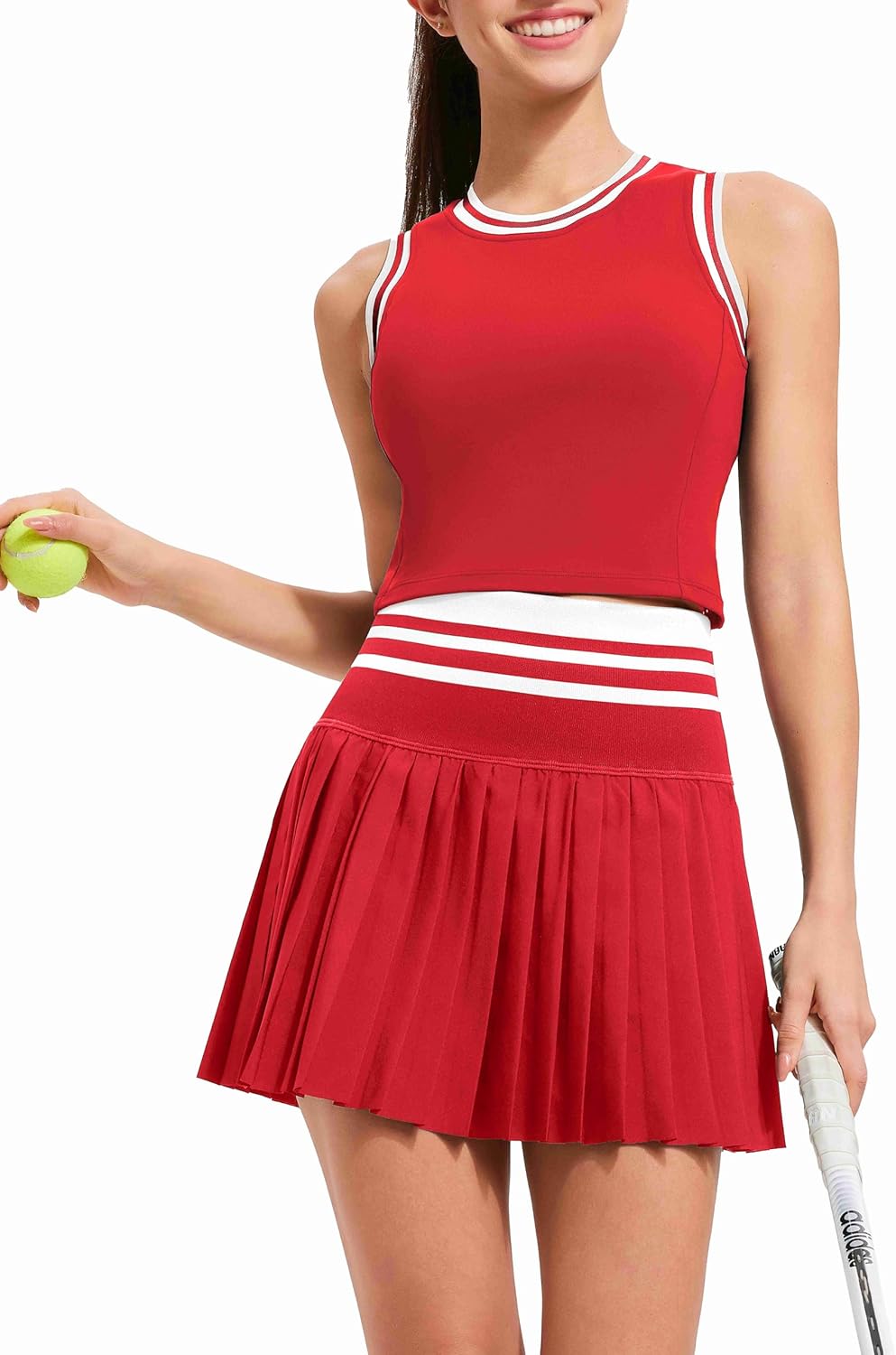Two Piece Tennis Skirt Set for Women - High Waisted Pleated Athletic Golf Skirt with Pockets
