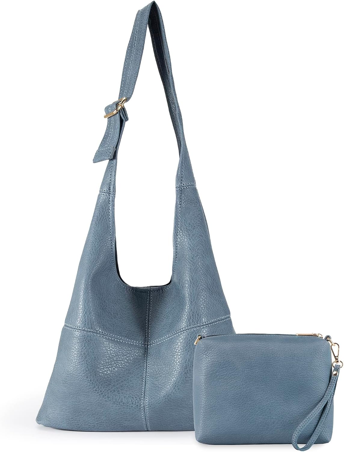 Ultra Soft Foldable Hobo Bag for Women - Slouchy Shoulder Handbag with Cosmetic Pouch