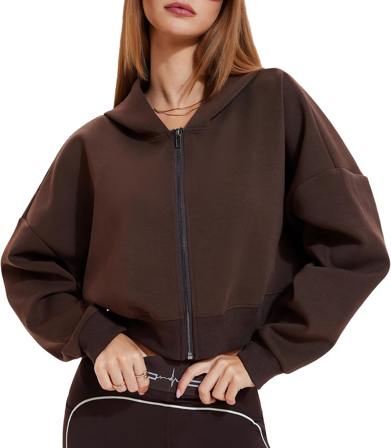 Airfree Womens Zip Up Hoodies Cropped Sweatshirt Workout Long Sleeve Jackets Hooded Y2K Casual Coat for Women