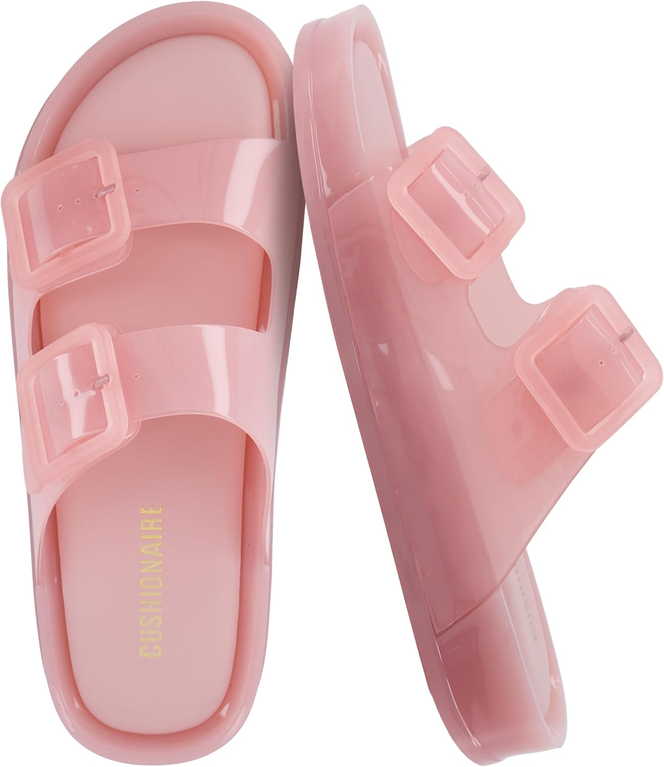 Women's Waterproof Double Buckle Pool Slides - Adjustable Slip-On Beach Sandals
