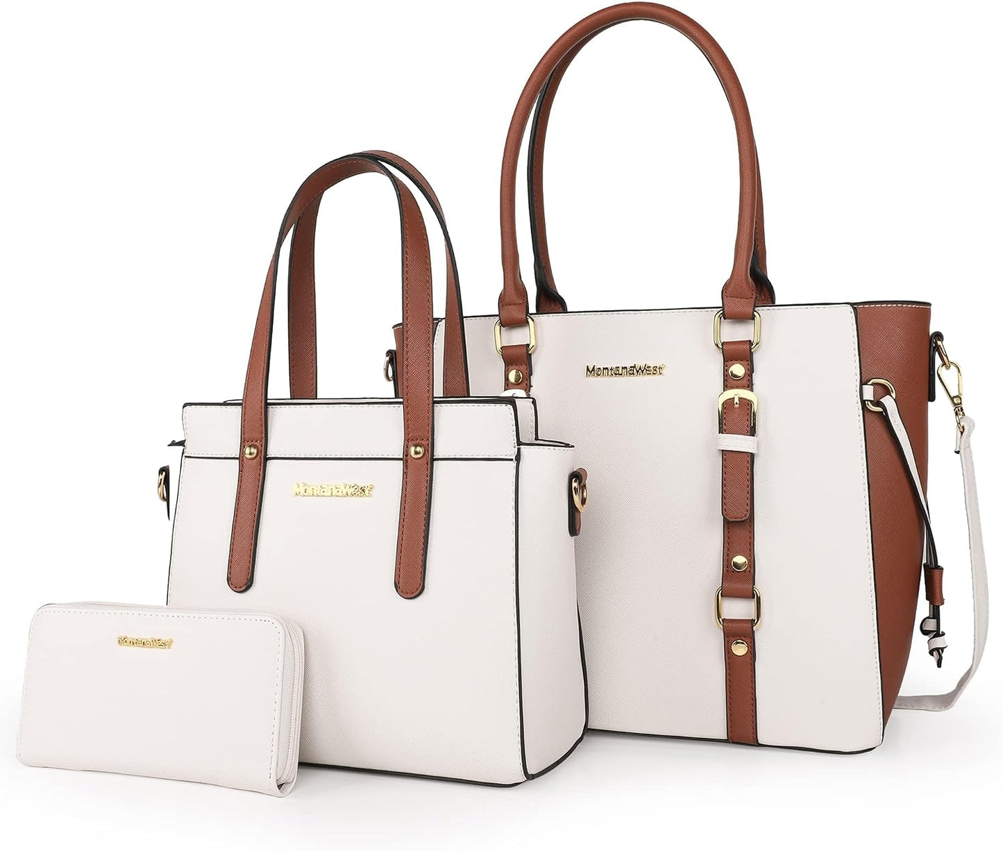 3PCS Purses for Women Set - Tote Bag, Shoulder Satchel, and Matching Wallet