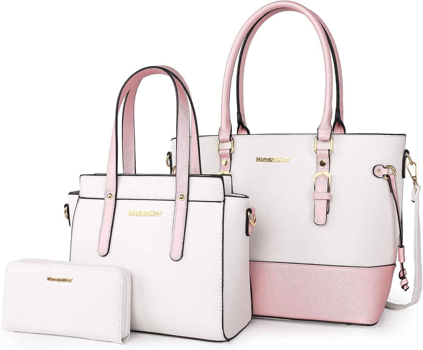 3PCS Purses for Women Set - Tote Bag, Shoulder Satchel, and Matching Wallet