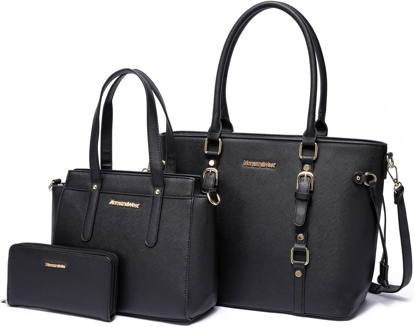 3PCS Purses for Women Set - Tote Bag, Shoulder Satchel, and Matching Wallet