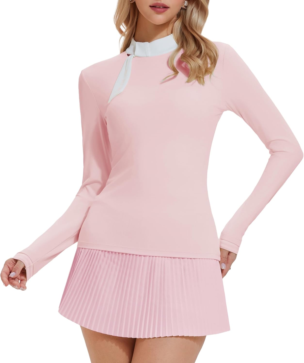 AFZ Tennis Skirt Set for Women Golf Shirt High Waisted Pleated Pickleball Skort Matching Preppy Outfits for Vacation Workout