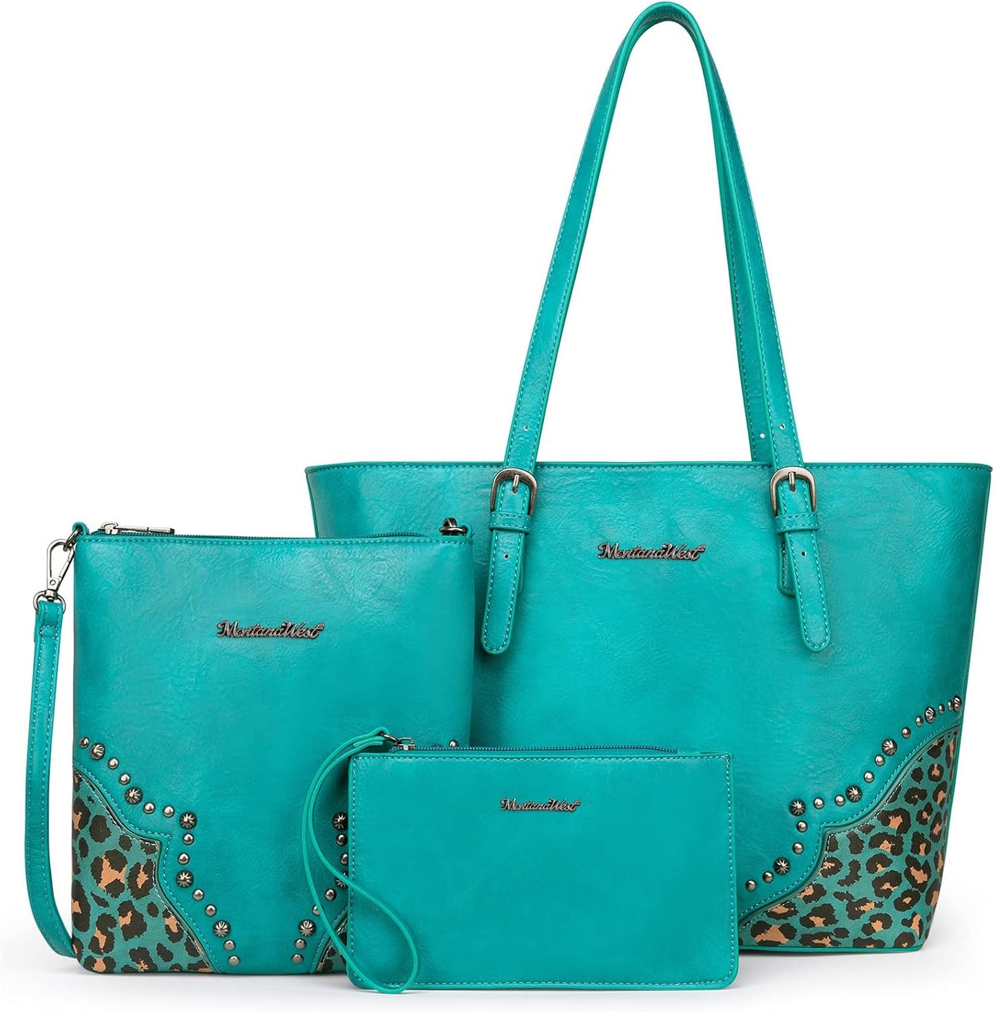 3Pcs Leopard Print Tote Bag Set for Women - Stylish Satchel Handbags with Concealed Carry Pocket