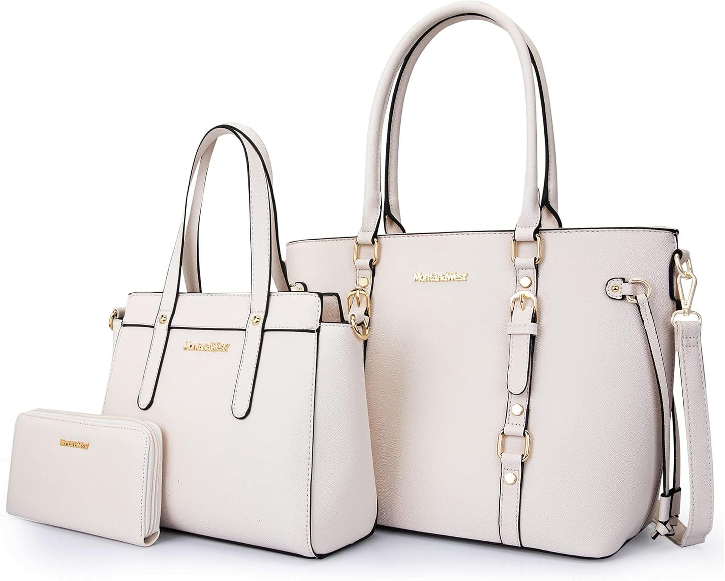 3PCS Purses for Women Set - Tote Bag, Shoulder Satchel, and Matching Wallet