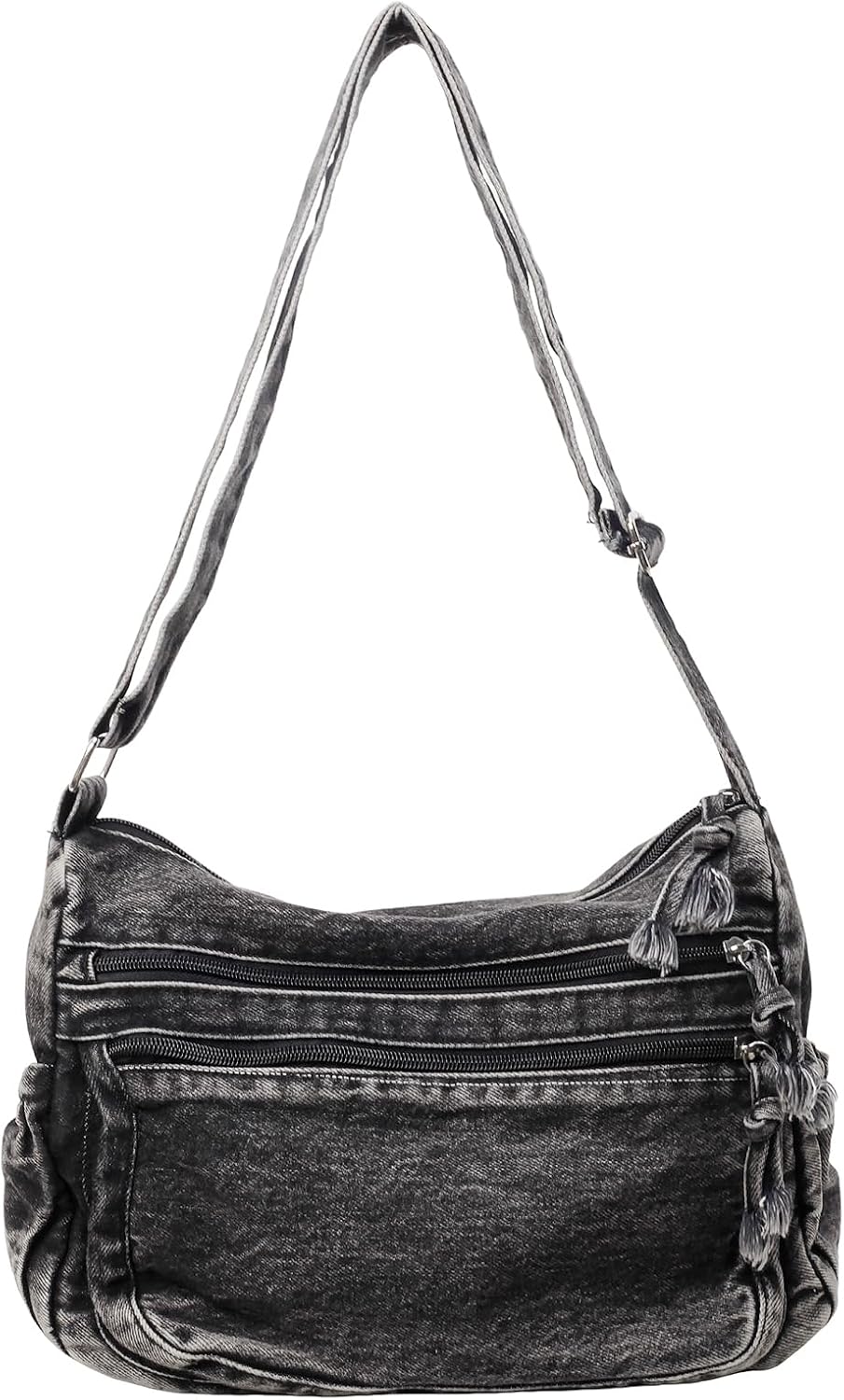 Large Denim Tote Bag for Women - Casual Retro Crossbody Shoulder Bag with Multiple Pockets