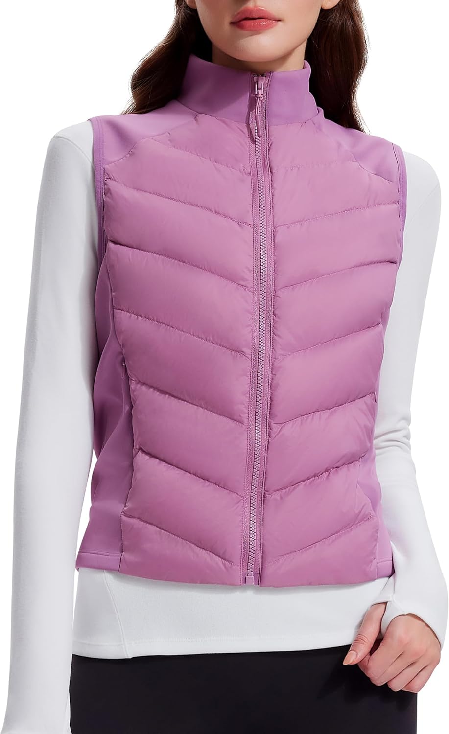 AFZ Women's Lightweight Puffer Vest 800FP Winter Down Vest Sleeveless Quilted Water Resistant Running Jacket