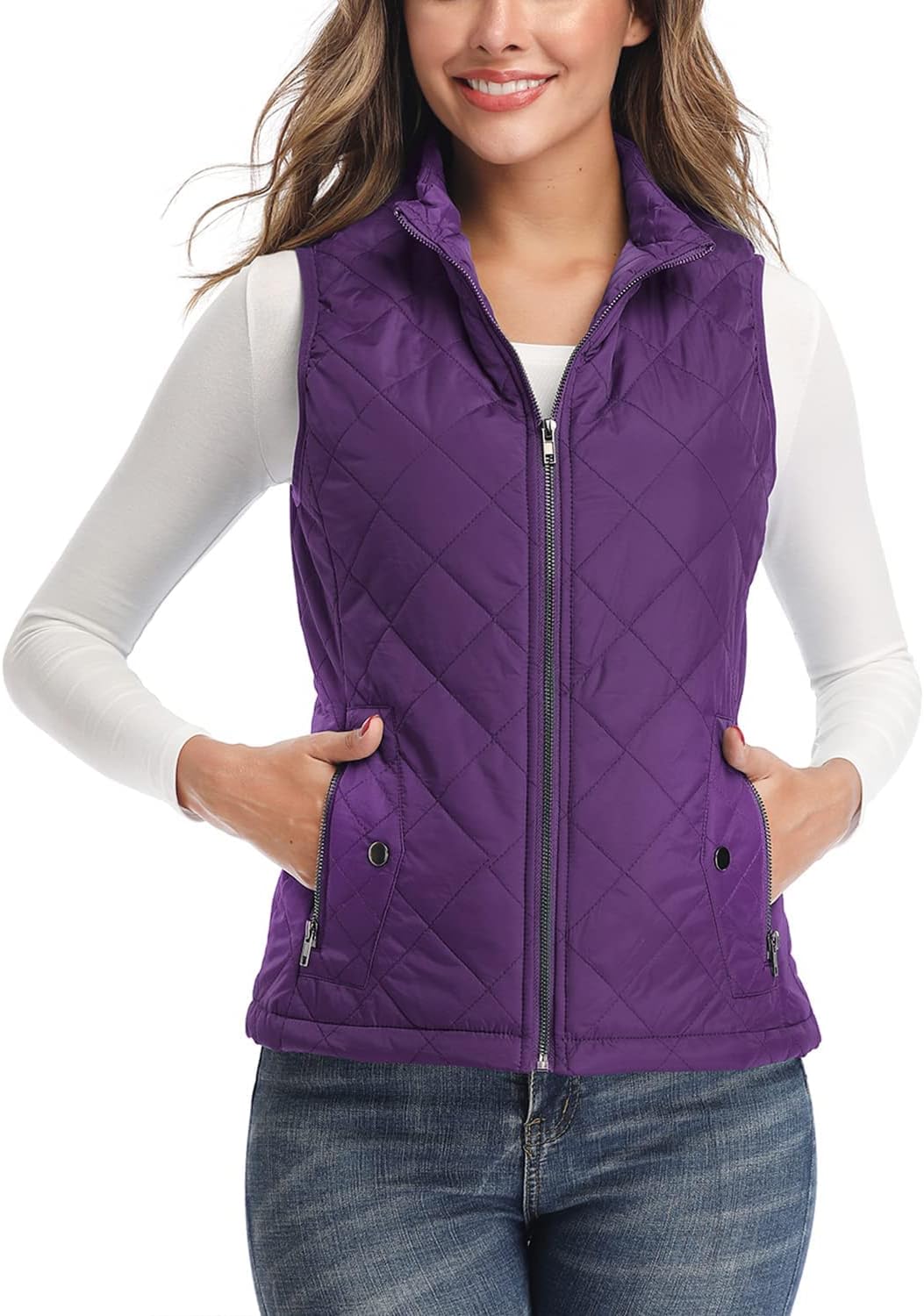 Women's Quilted Vest Lightweight Packable Puffer Gilet for Outdoor Travel