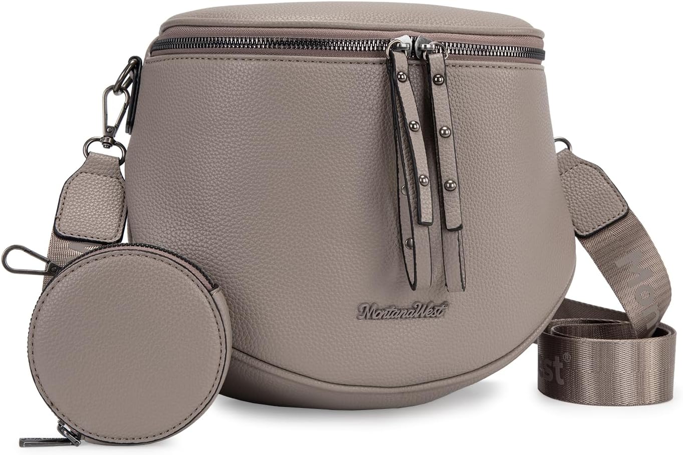 Large Crossbody Bum Bag for Women, Soft Vegan Leather Travel Fanny Pack with Coin Purse