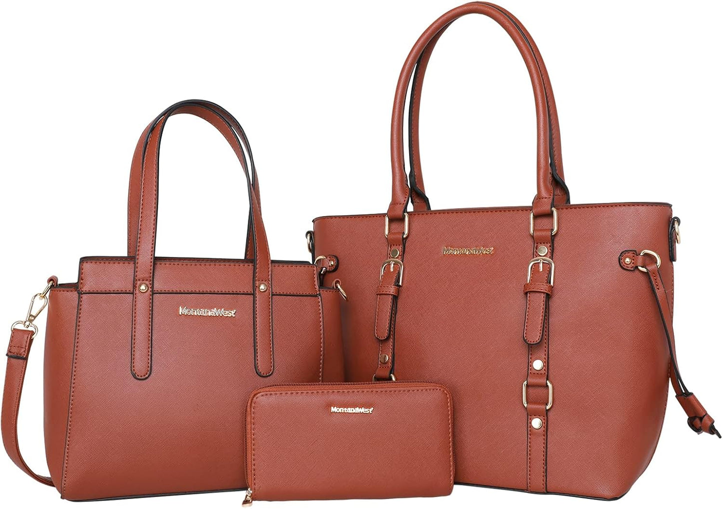 3PCS Purses for Women Set - Tote Bag, Shoulder Satchel, and Matching Wallet