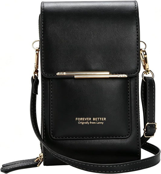 Touchscreen Phone Crossbody Bag for Women, RFID Blocking PU Leather Anti-Theft Wallet