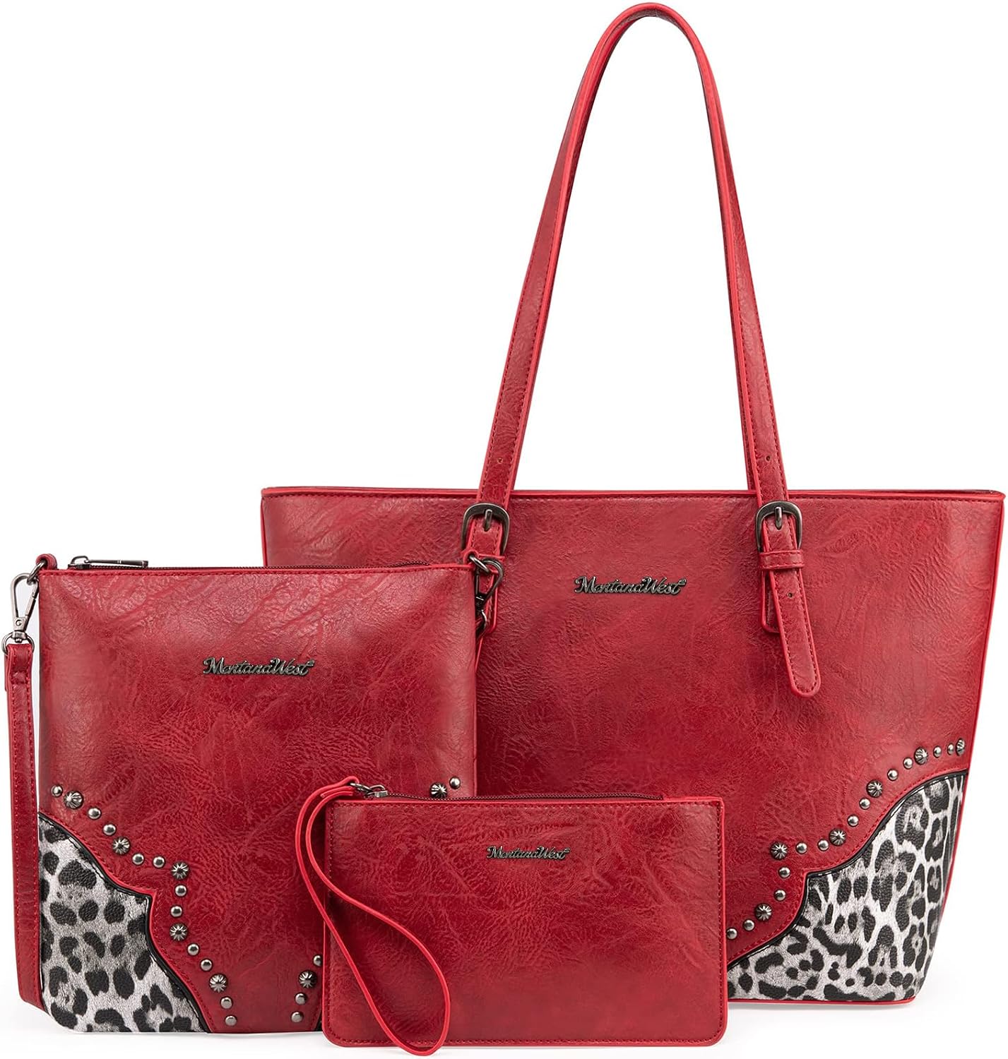 3Pcs Leopard Print Tote Bag Set for Women - Stylish Satchel Handbags with Concealed Carry Pocket