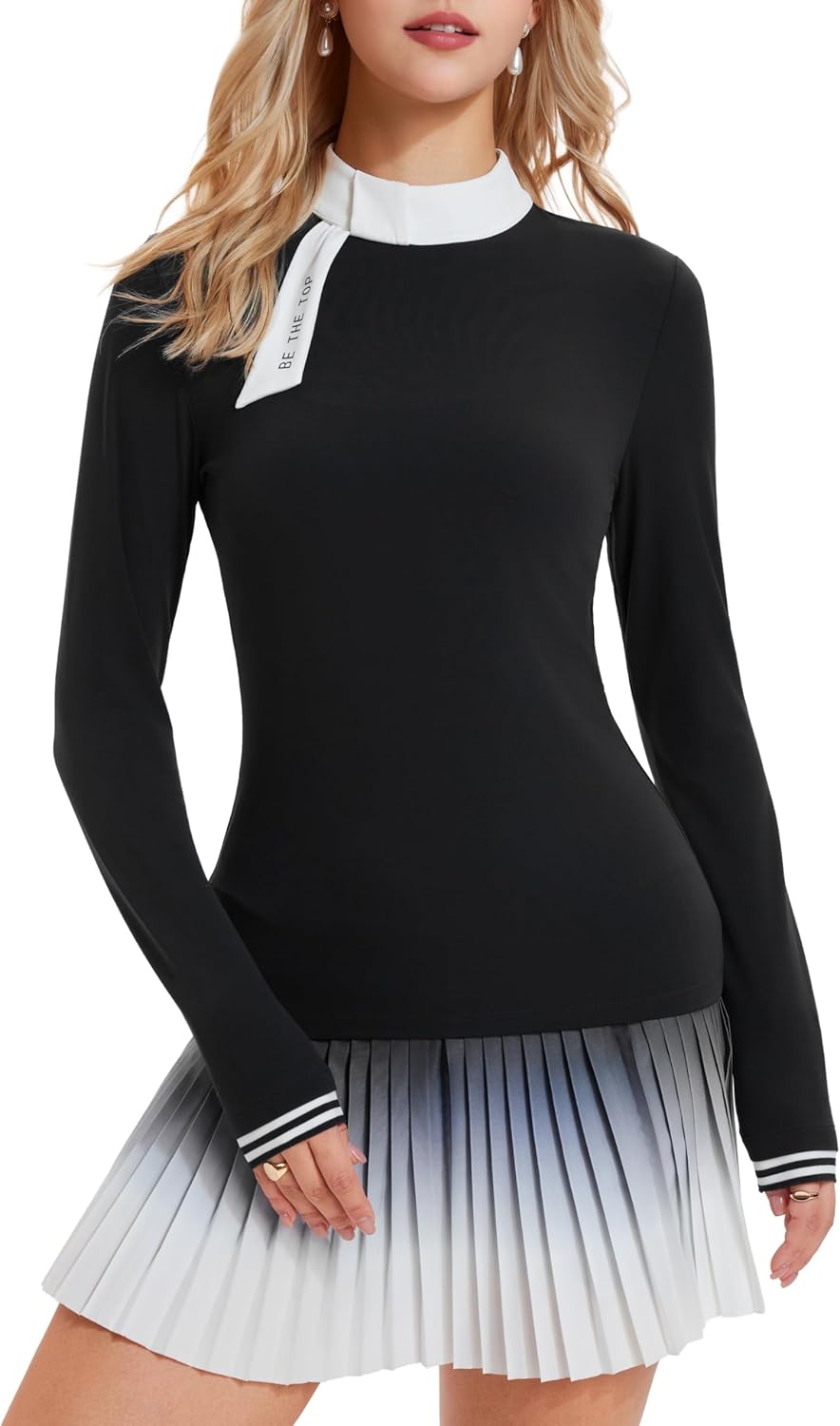 AFZ Tennis Skirt Set for Women Golf Shirt High Waisted Pleated Pickleball Skort Matching Preppy Outfits for Vacation Workout