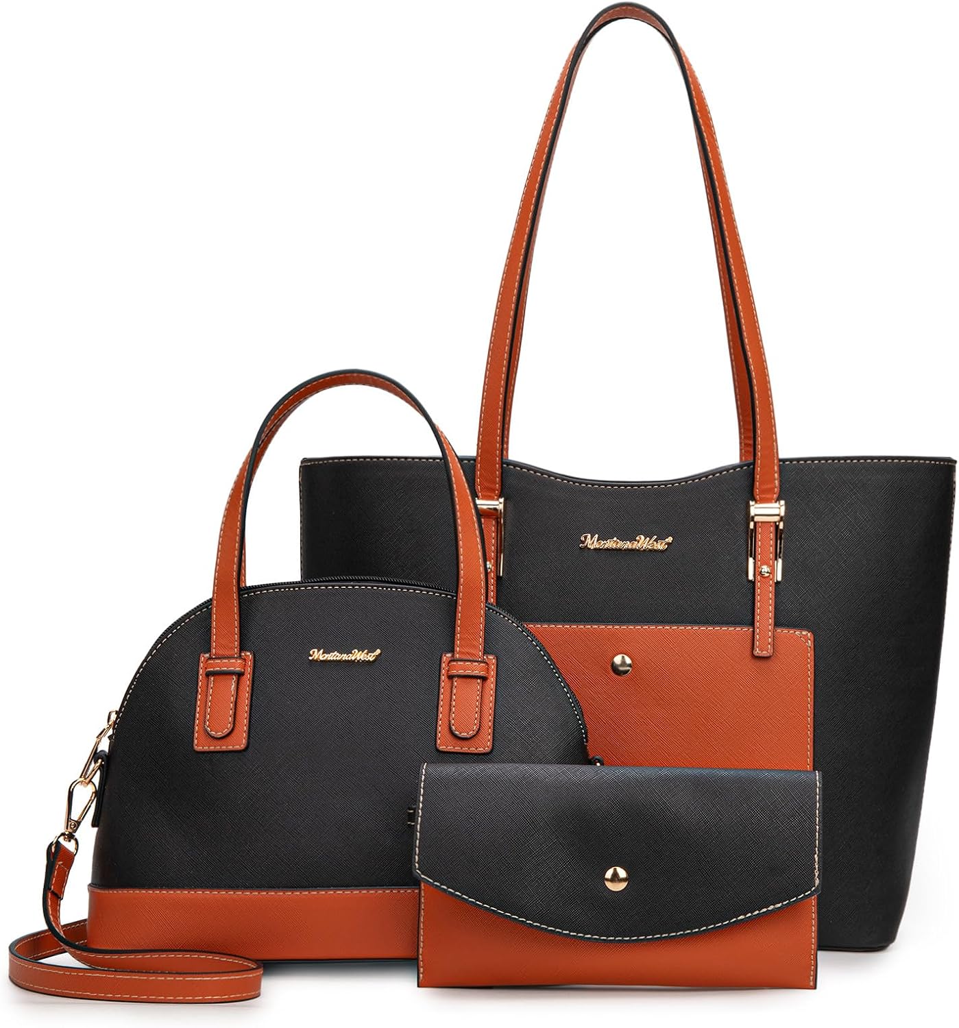 3PCS Purses for Women Set - Tote Bag, Shoulder Satchel, and Matching Wallet