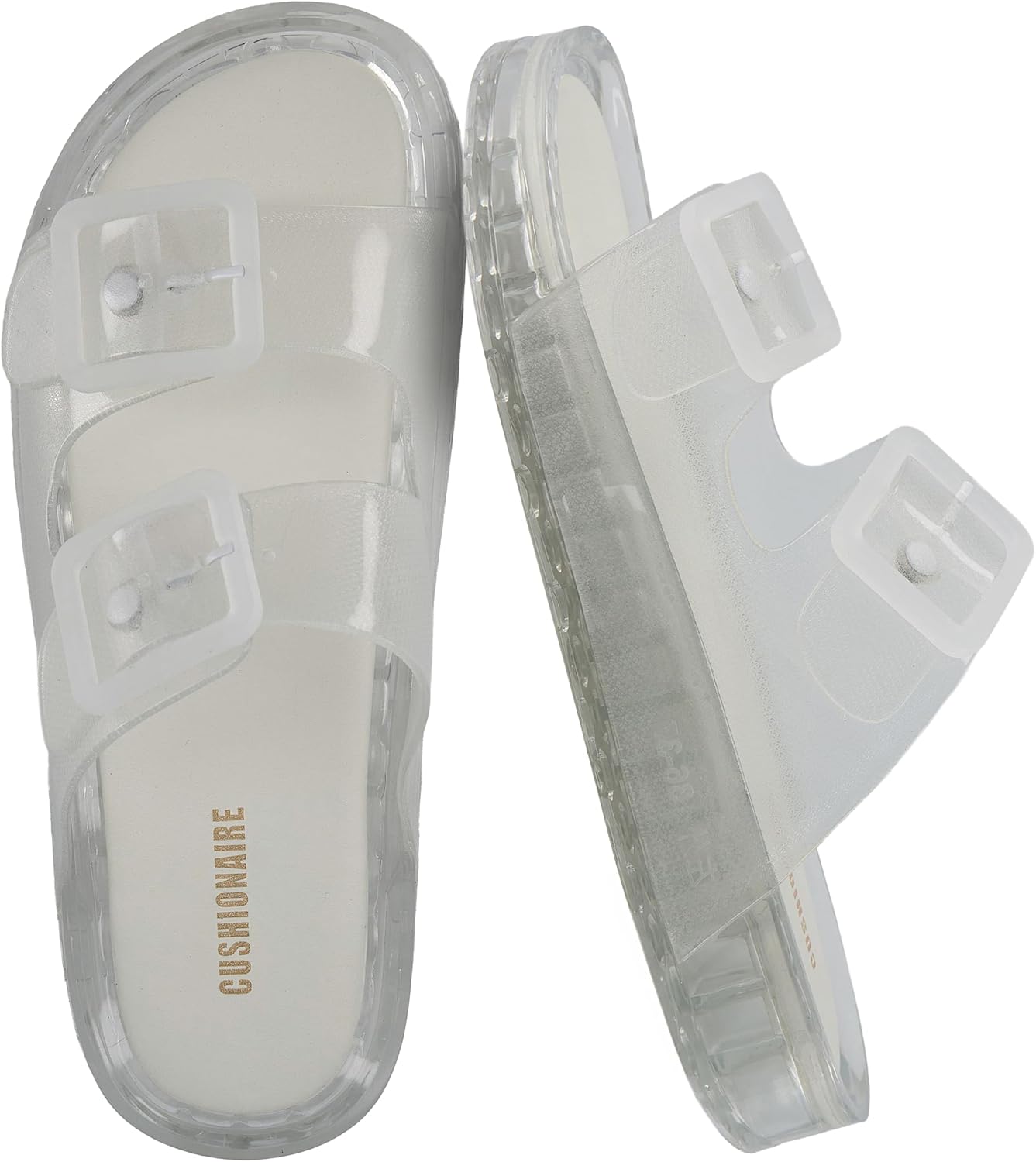Women's Waterproof Double Buckle Pool Slides - Adjustable Slip-On Beach Sandals