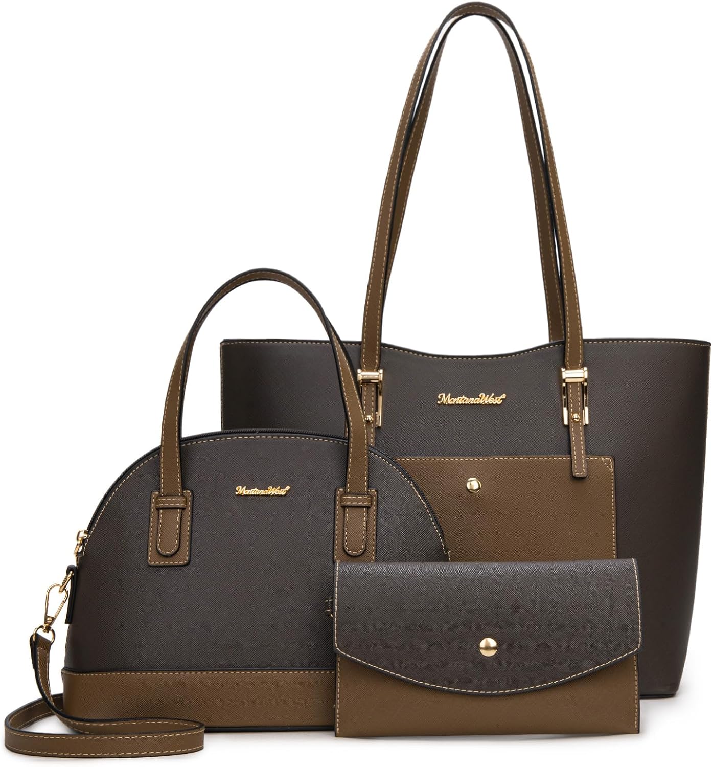 3PCS Purses for Women Set - Tote Bag, Shoulder Satchel, and Matching Wallet